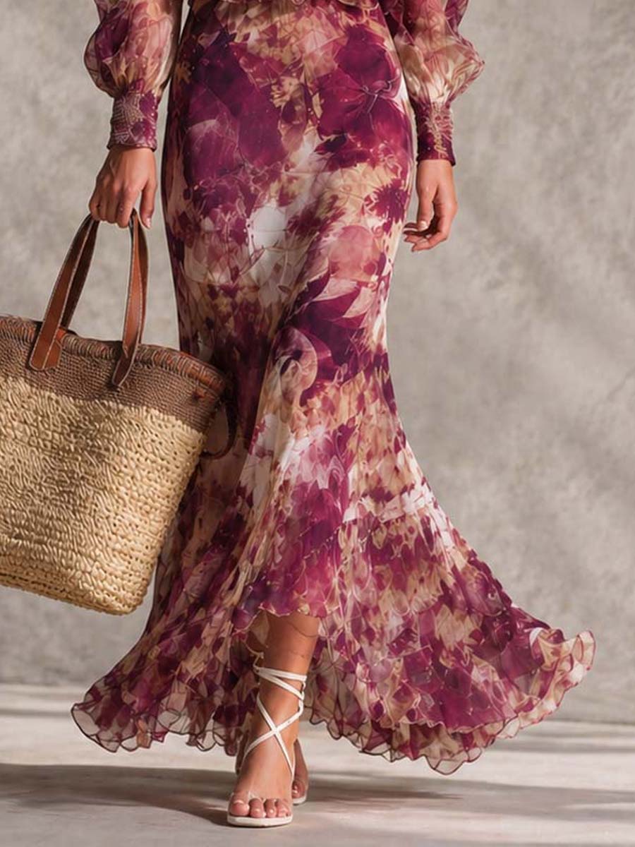 Victoria | Pink Maxi Dress with Flowers on Straps