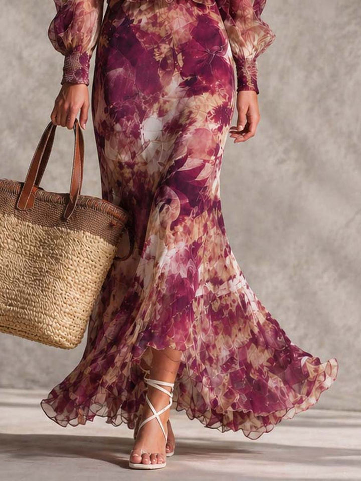 Victoria | Pink Maxi Dress with Flowers on Straps