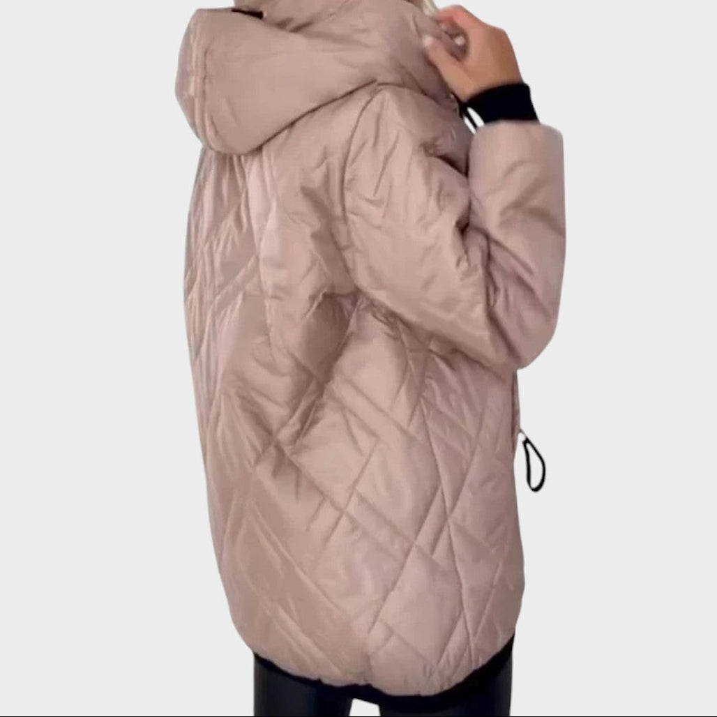 Marilyn | Quilted Hooded Zip Front Jacket
