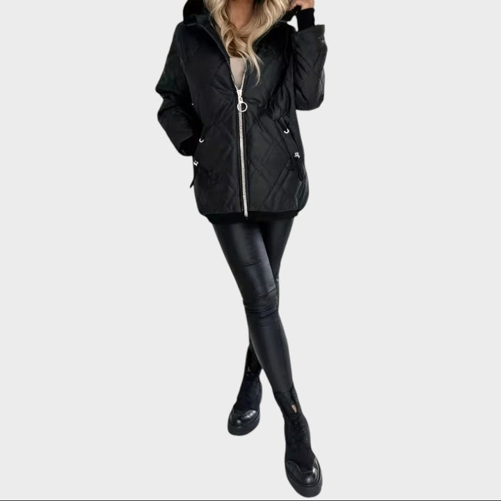 Marilyn | Quilted Hooded Zip Front Jacket