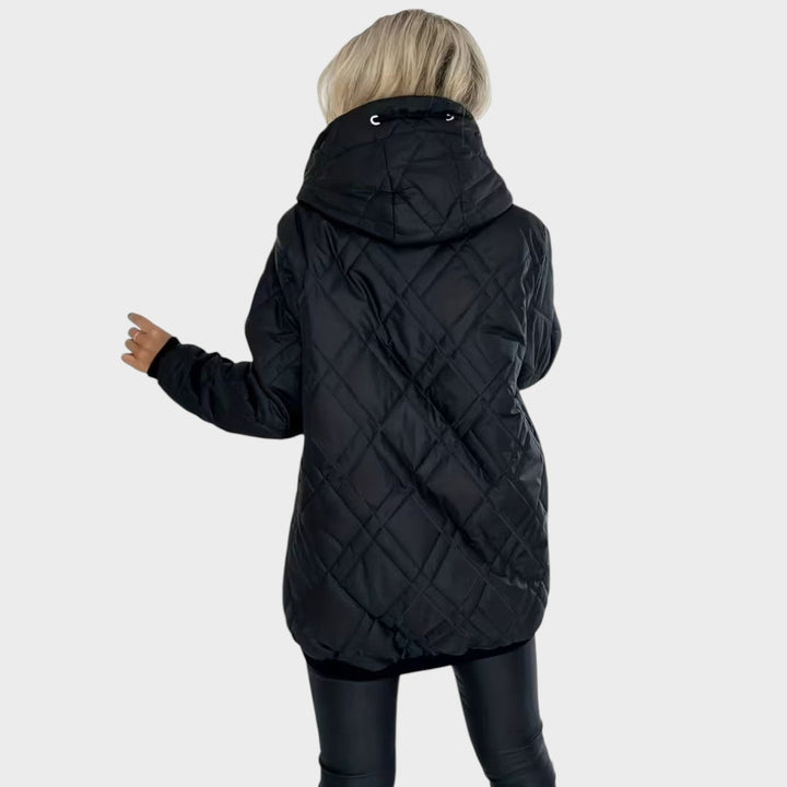Marilyn | Quilted Hooded Zip Front Jacket
