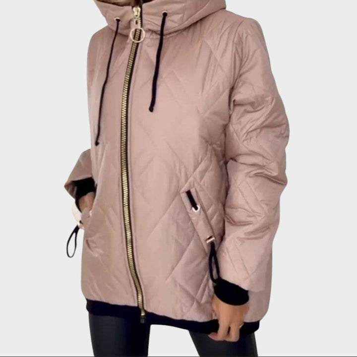 Marilyn | Quilted Hooded Zip Front Jacket