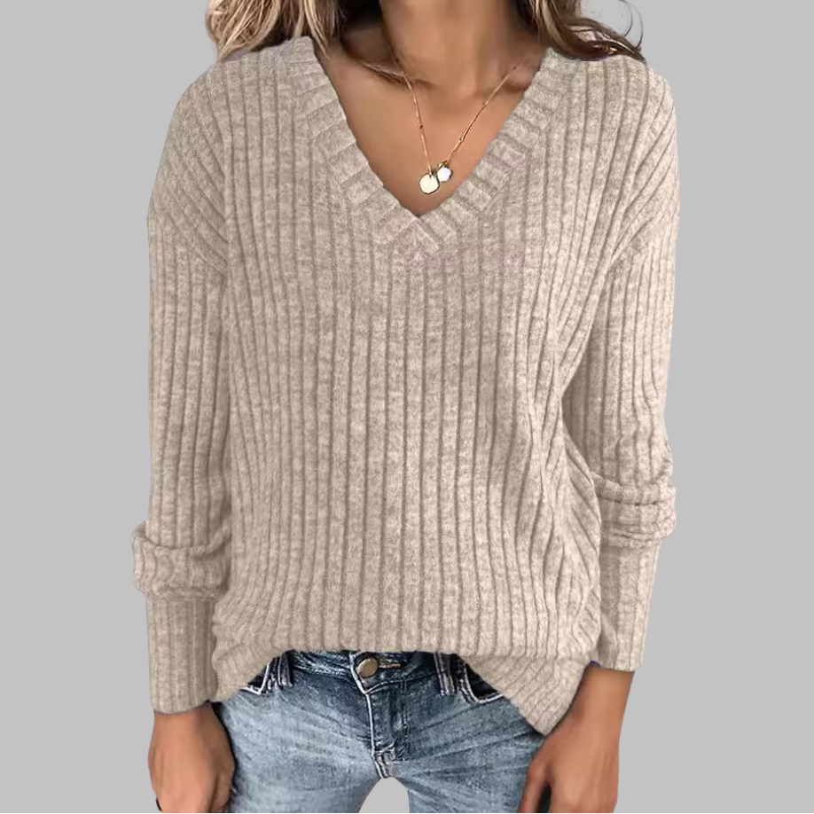 Deri | Comfy V-Neck Long Sleeve Top