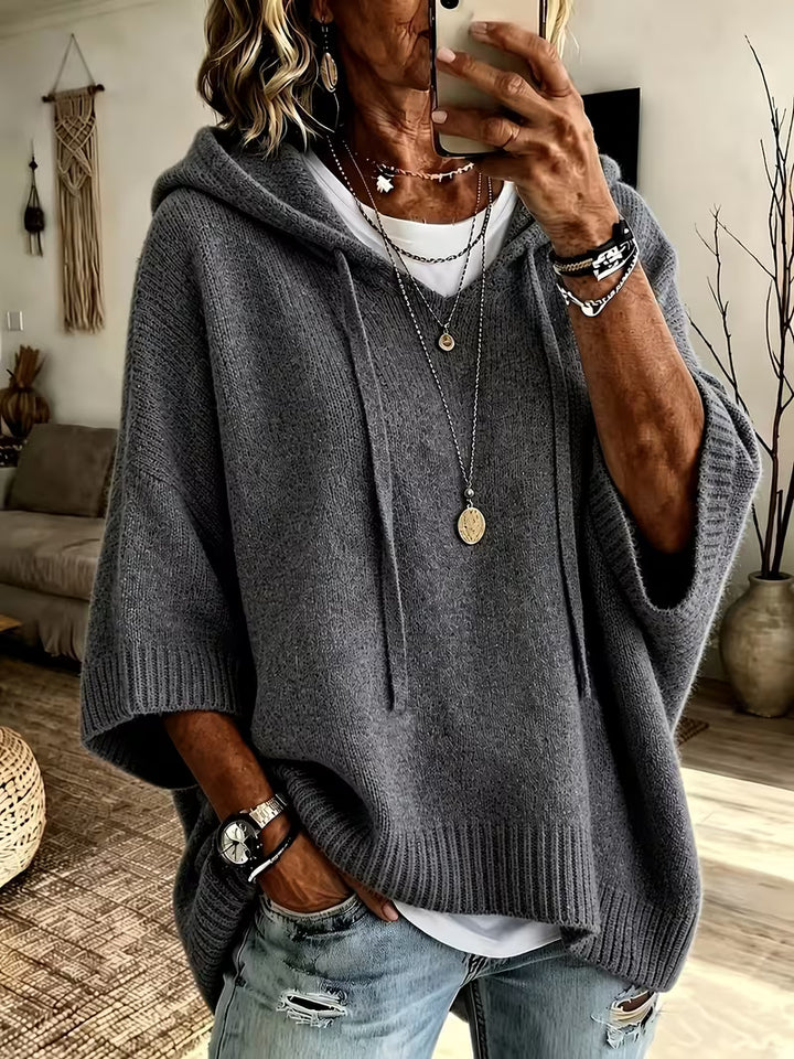 Giselle | Cozy Hooded Knit Poncho