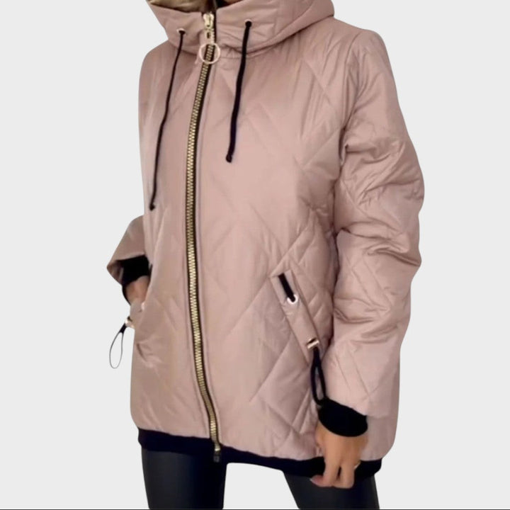 Marilyn | Quilted Hooded Zip Front Jacket