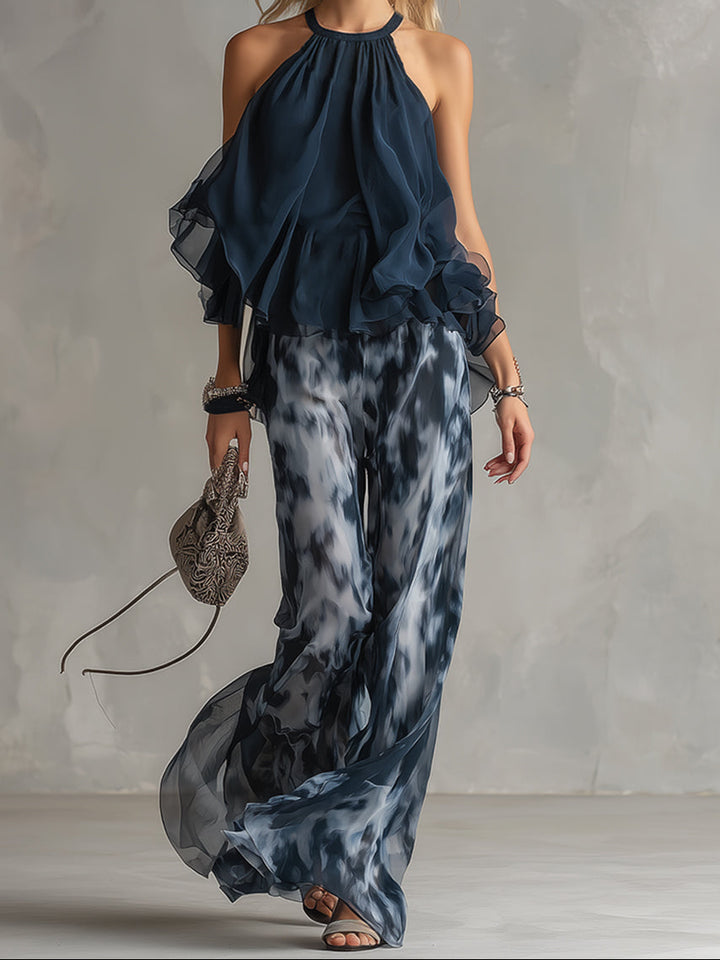 Elise | Elegant Set with Flowing Top and Wide Trousers