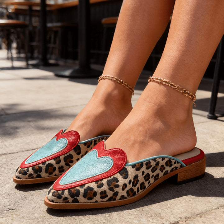 Perla | Backless Mules with Leopard Print