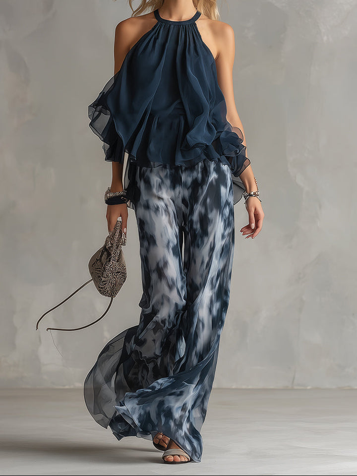 Elise | Elegant Set with Flowing Top and Wide Trousers