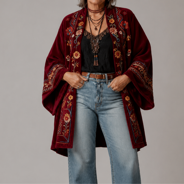 Darcy | Boho Embroidered Kimono Cardigan
