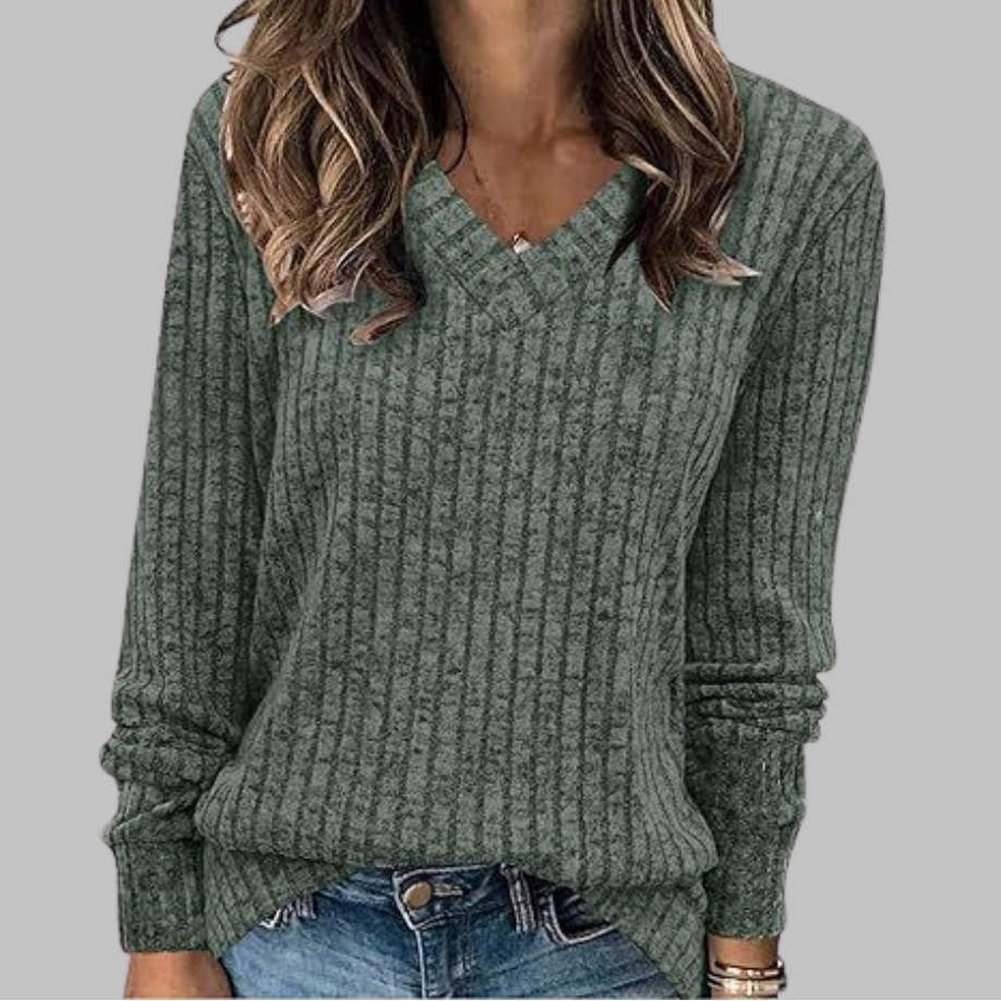 Deri | Comfy V-Neck Long Sleeve Top