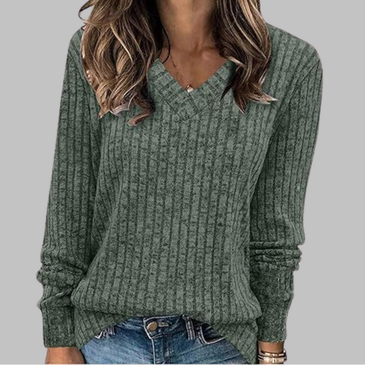 Deri | Comfy V-Neck Long Sleeve Top