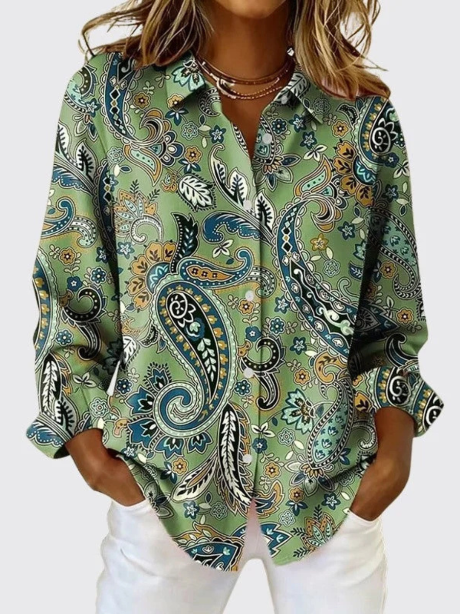 Joanna | Paisley Print Button-Up Blouse