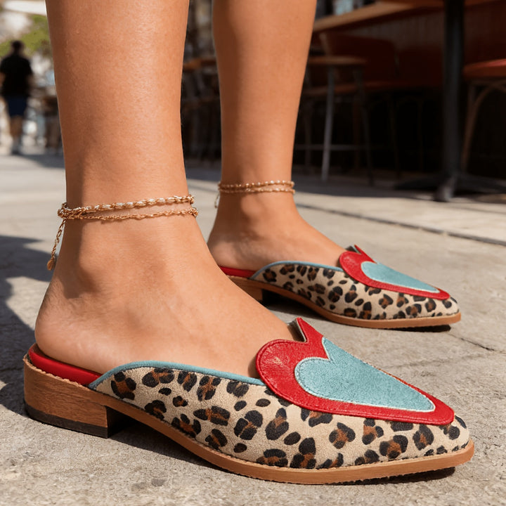 Perla | Backless Mules with Leopard Print