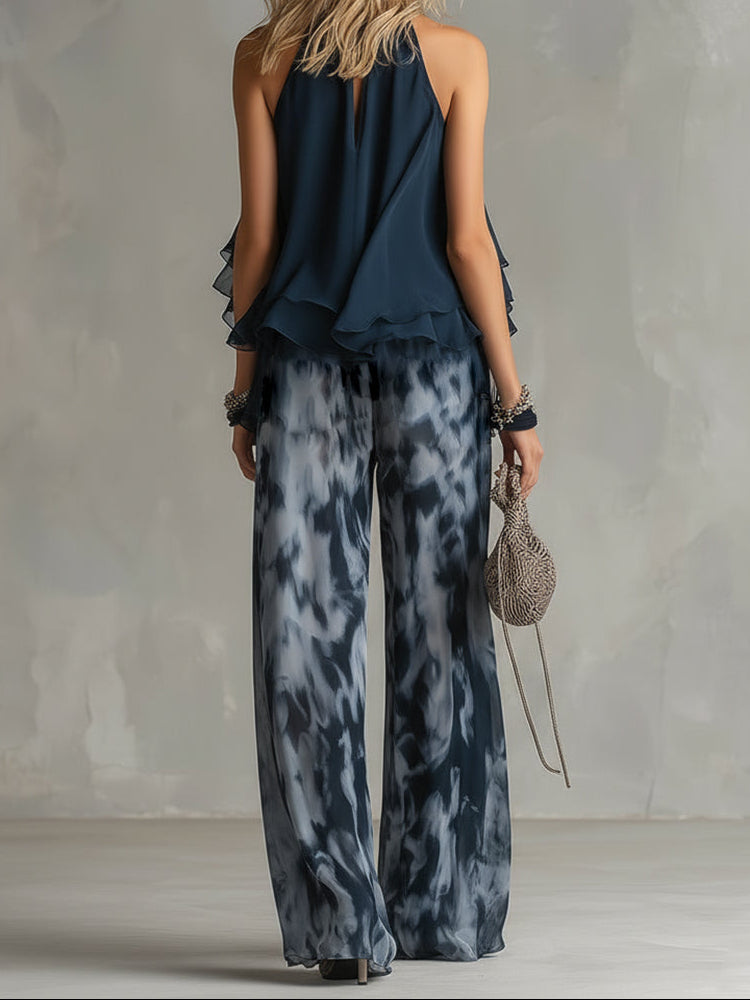 Elise | Elegant Set with Flowing Top and Wide Trousers