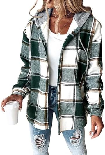 Alyssa | Casual Plaid Hooded Button Jacket