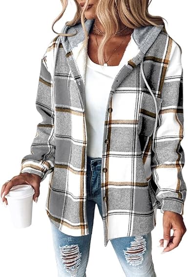 Alyssa | Casual Plaid Hooded Button Jacket