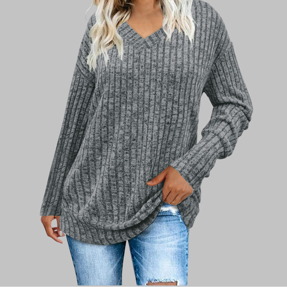 Deri | Comfy V-Neck Long Sleeve Top