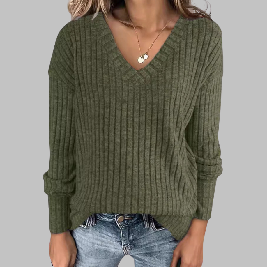 Deri | Comfy V-Neck Long Sleeve Top