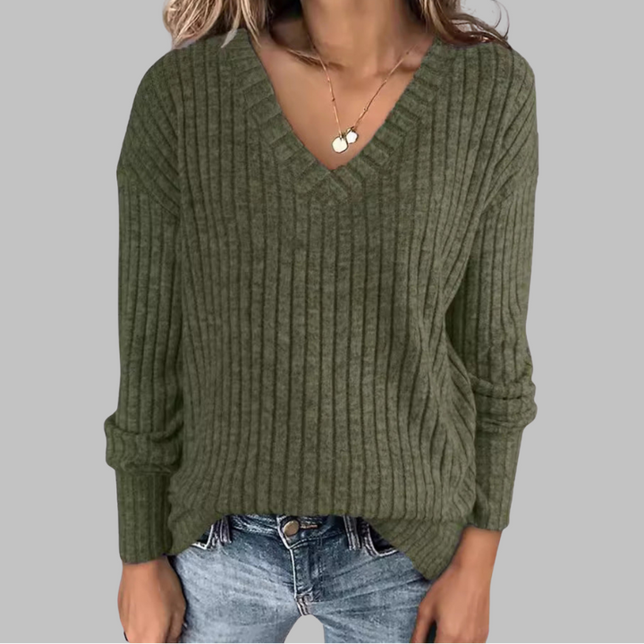 Deri | Comfy V-Neck Long Sleeve Top