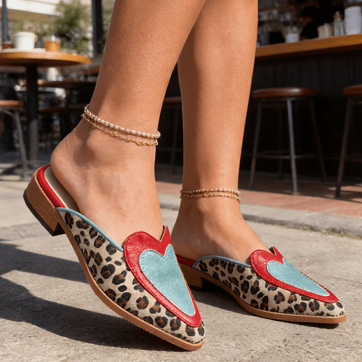 Perla | Backless Mules with Leopard Print