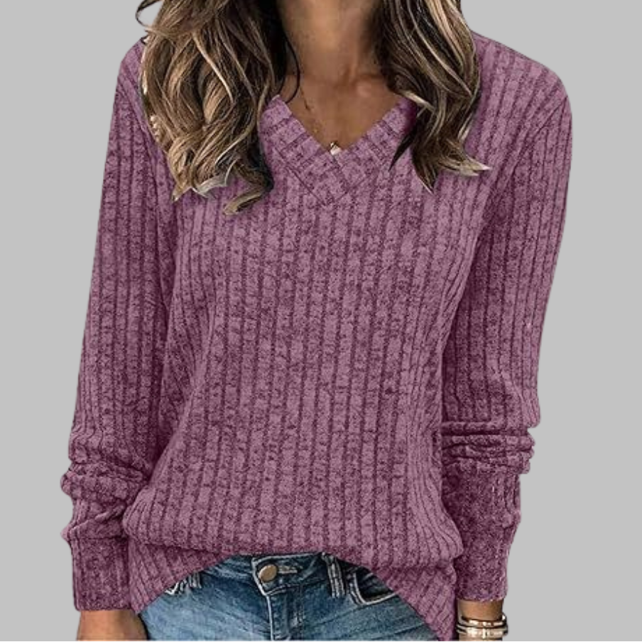 Deri | Comfy V-Neck Long Sleeve Top