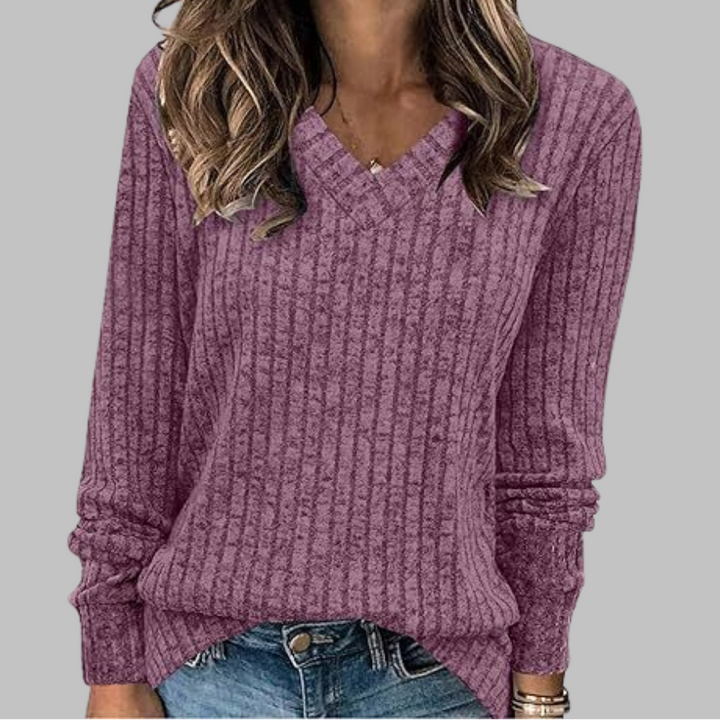Deri | Comfy V-Neck Long Sleeve Top