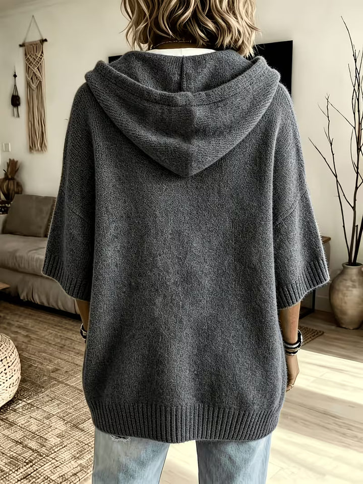 Giselle | Cozy Hooded Knit Poncho