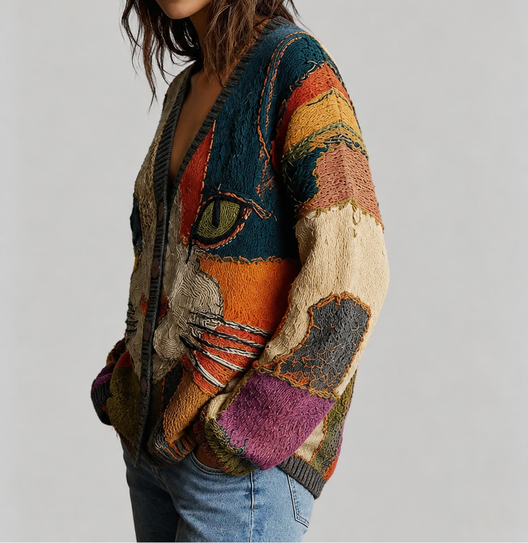 Zaria | Artistic Cat Statement Cardigan
