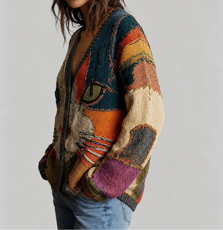 Zaria | Artistic Cat Statement Cardigan