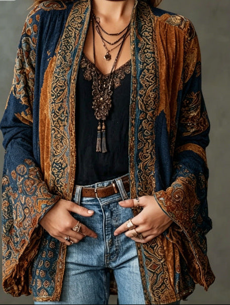 Carcy | Boho Embroidered Kimono Cardigan