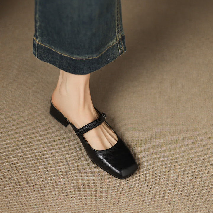 Novie Genuine Leather Mary Jane Mules