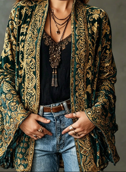 Carcy | Boho Embroidered Kimono Cardigan