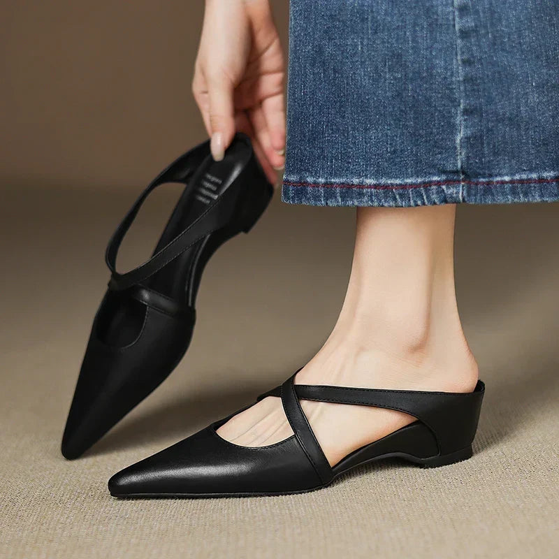 Carmela | Pointed Mules with Crossed Straps