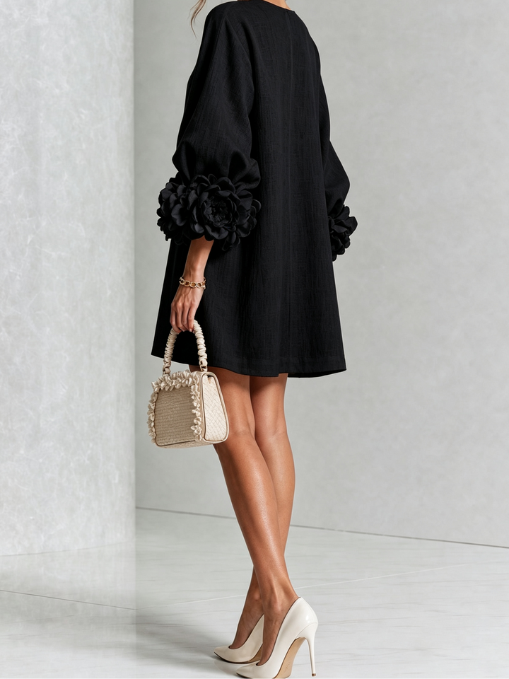 Joanah | Button Down Mini Dress With Striking Floral Cuffs