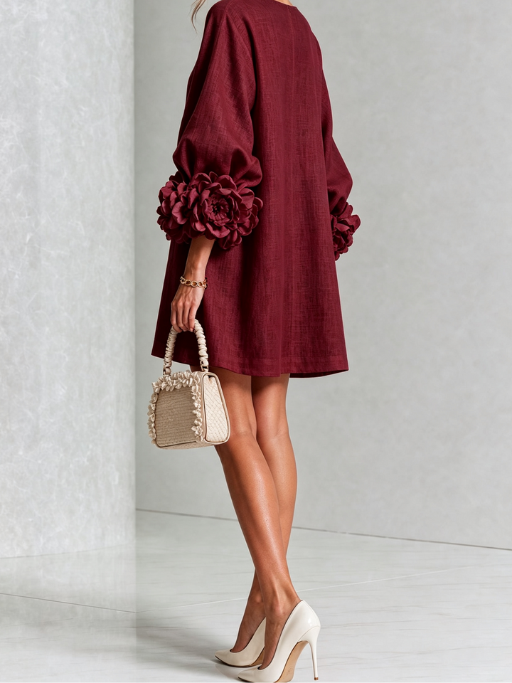 Joanah | Button Down Mini Dress With Striking Floral Cuffs