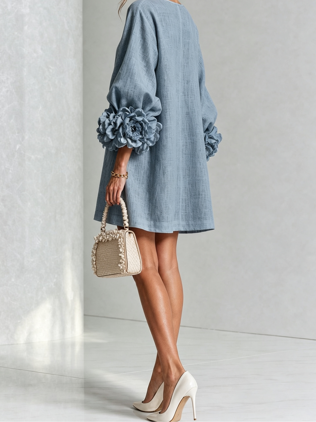 Joanah | Button Down Mini Dress With Striking Floral Cuffs