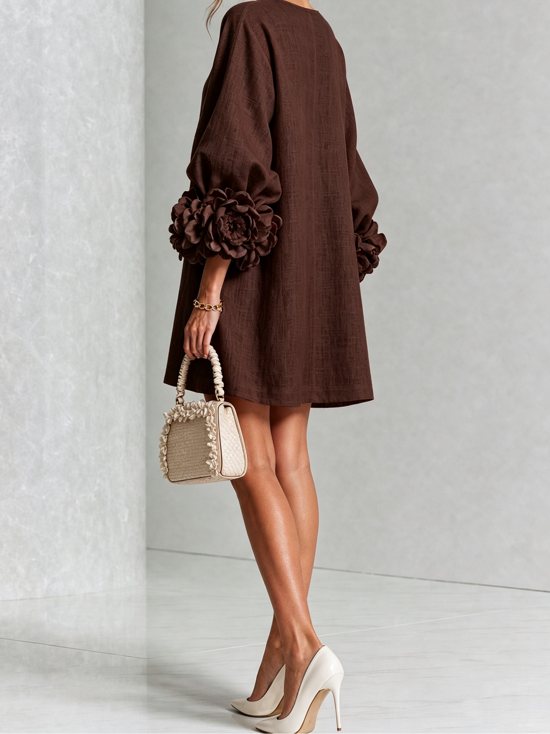 Joanah | Button Down Mini Dress With Striking Floral Cuffs
