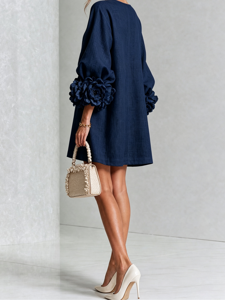 Joanah | Button Down Mini Dress With Striking Floral Cuffs
