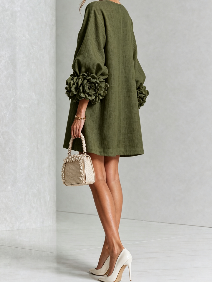 Joanah | Button Down Mini Dress With Striking Floral Cuffs