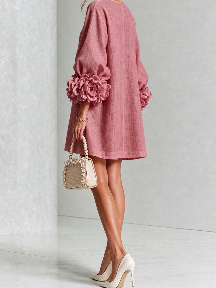 Joanah | Button Down Mini Dress With Striking Floral Cuffs