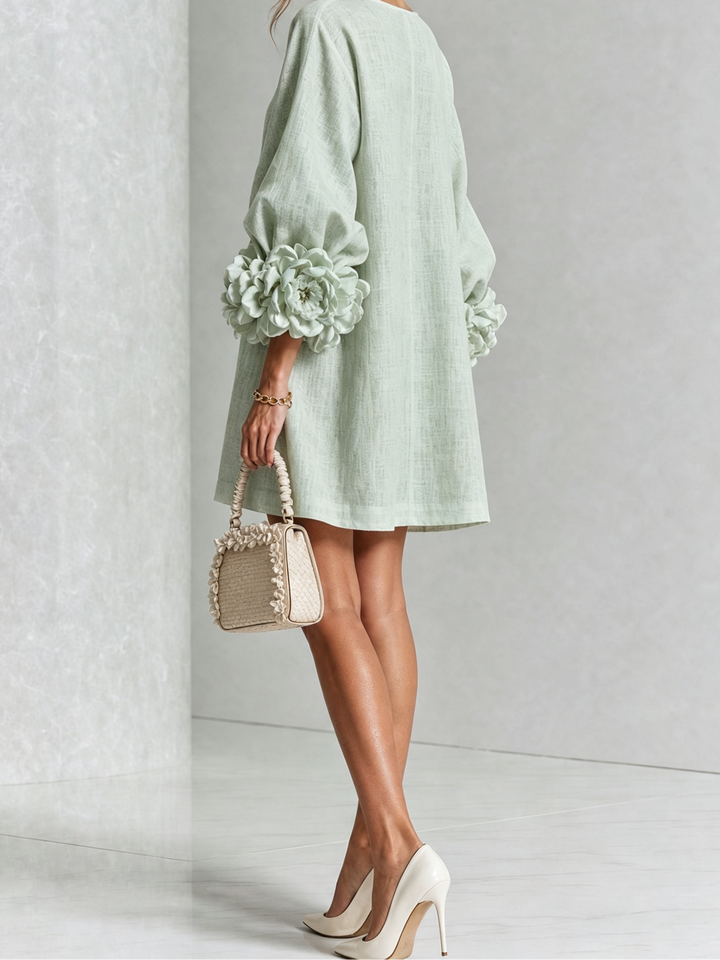 Joanah | Button Down Mini Dress With Striking Floral Cuffs