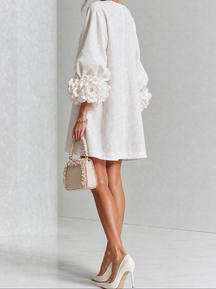Joanah | Button Down Mini Dress With Striking Floral Cuffs