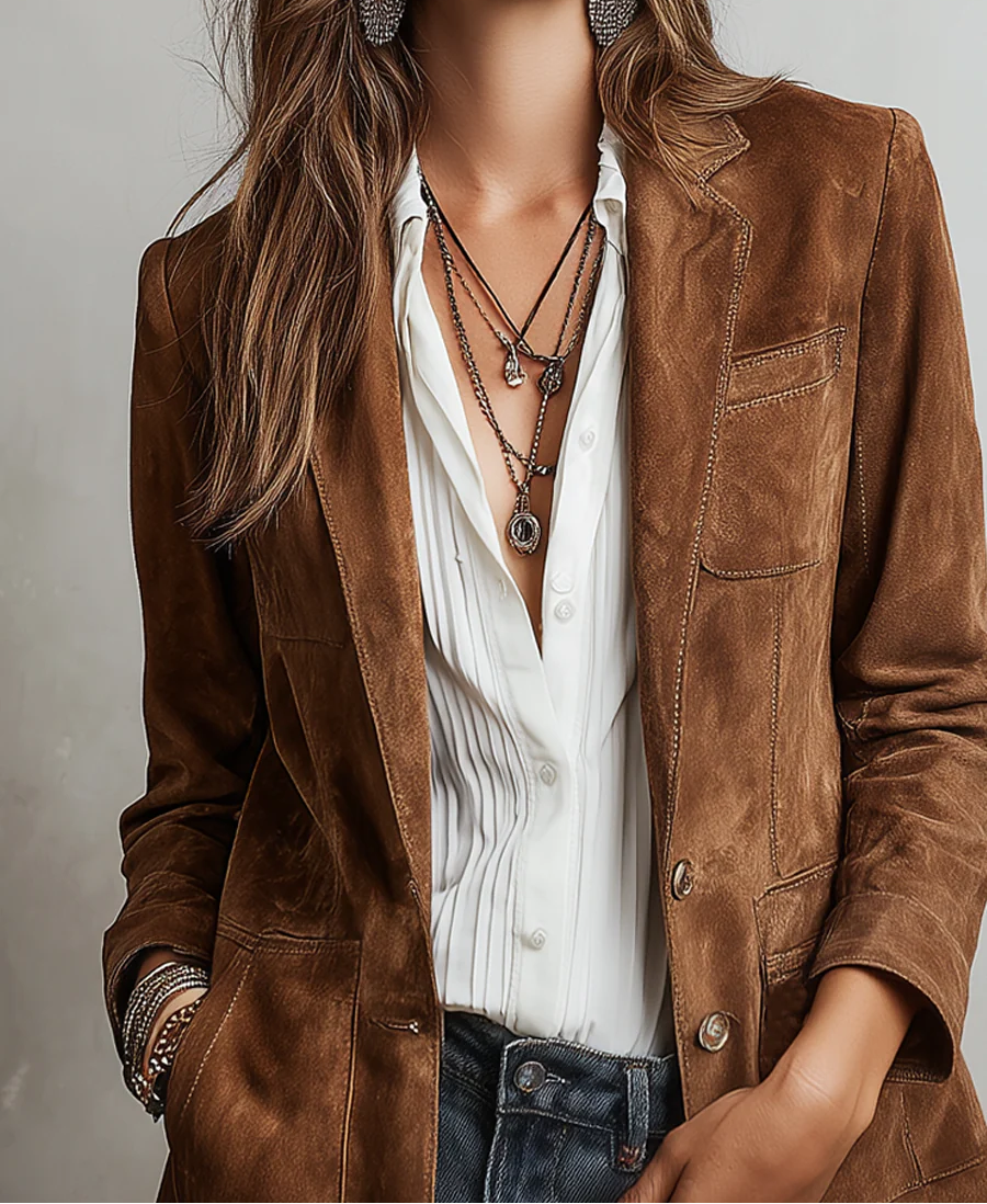 Lucia | Vintage Brown Suede Jacket