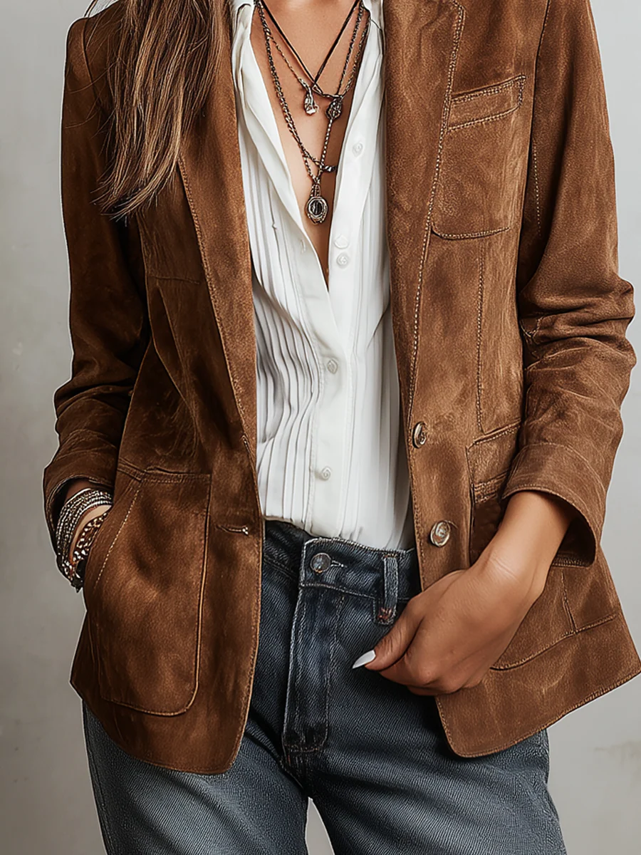 Lucia | Vintage Brown Suede Jacket