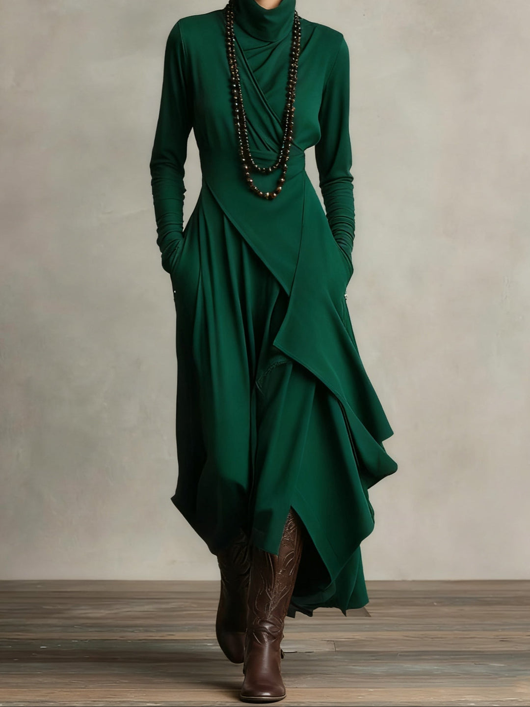 Arielle | Vintage Asymmetrical Turtleneck Dress