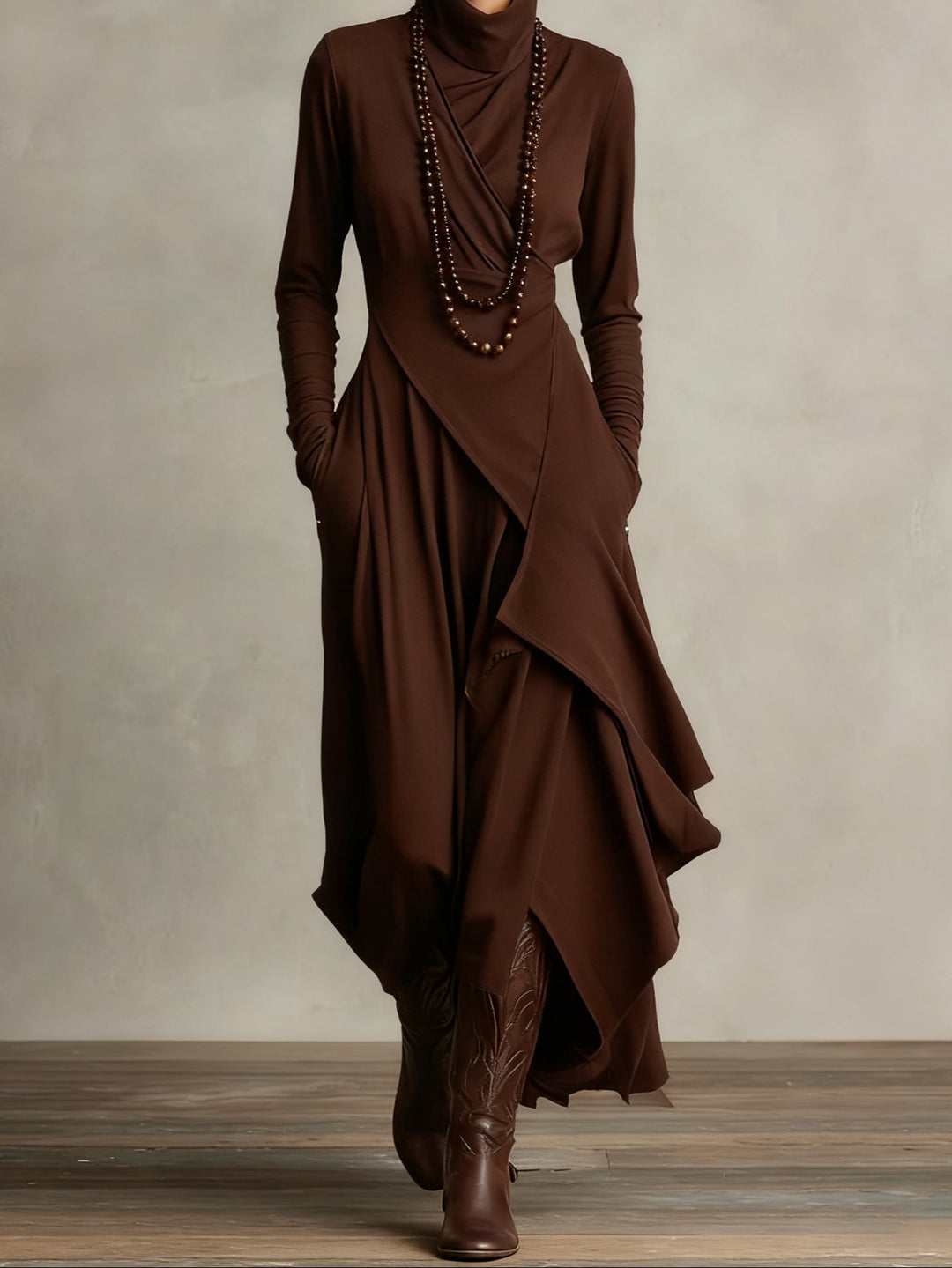 Arielle | Vintage Asymmetrical Turtleneck Dress
