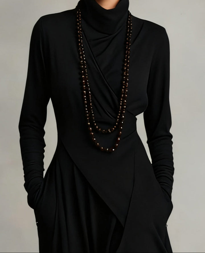 Arielle | Vintage Asymmetrical Turtleneck Dress