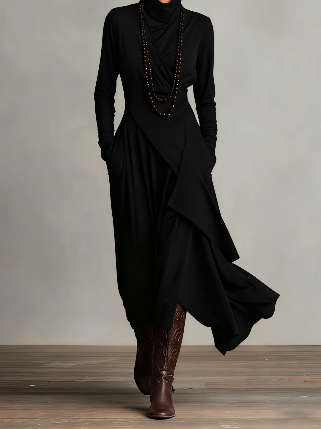 Arielle | Vintage Asymmetrical Turtleneck Dress