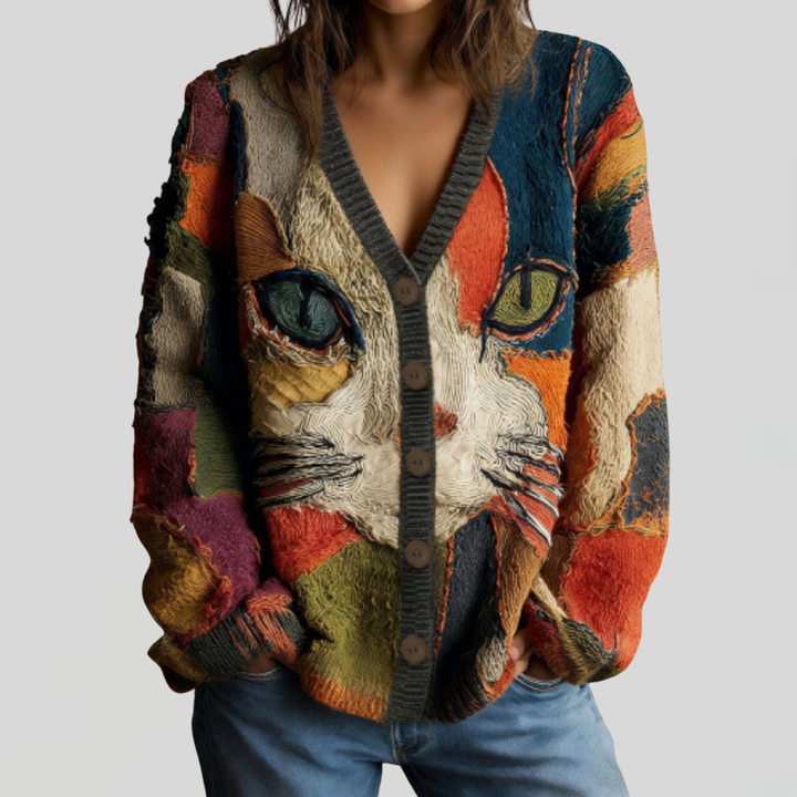 Zaria | Artistic Cat Statement Cardigan