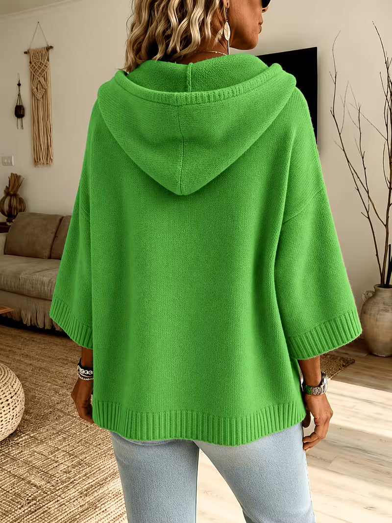 Giselle | Cozy Hooded Knit Poncho